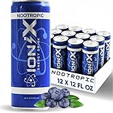Nootropic Energy Drink - ionix Nootropic Drink to Boost Focus and Mood with Natural Green Tea Caffeine, Vitamins & Prebiotic for Gut Health, Pure Cane Sugar & L-Theanine - 12 fl oz Cans (Pack of 12)