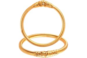 Jewar Bangles 2 Piece Shermoonh/Shermukhi Kada Gold Plated Bangles, Daily Use Lion Design Traditional Jewelry for Women & Girls - Durable Ethnic Kada for Weddings, Parties, and Everyday Wear