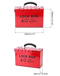 QWORK Lockout Tagout Group Lock Box - 4 Pack Steel