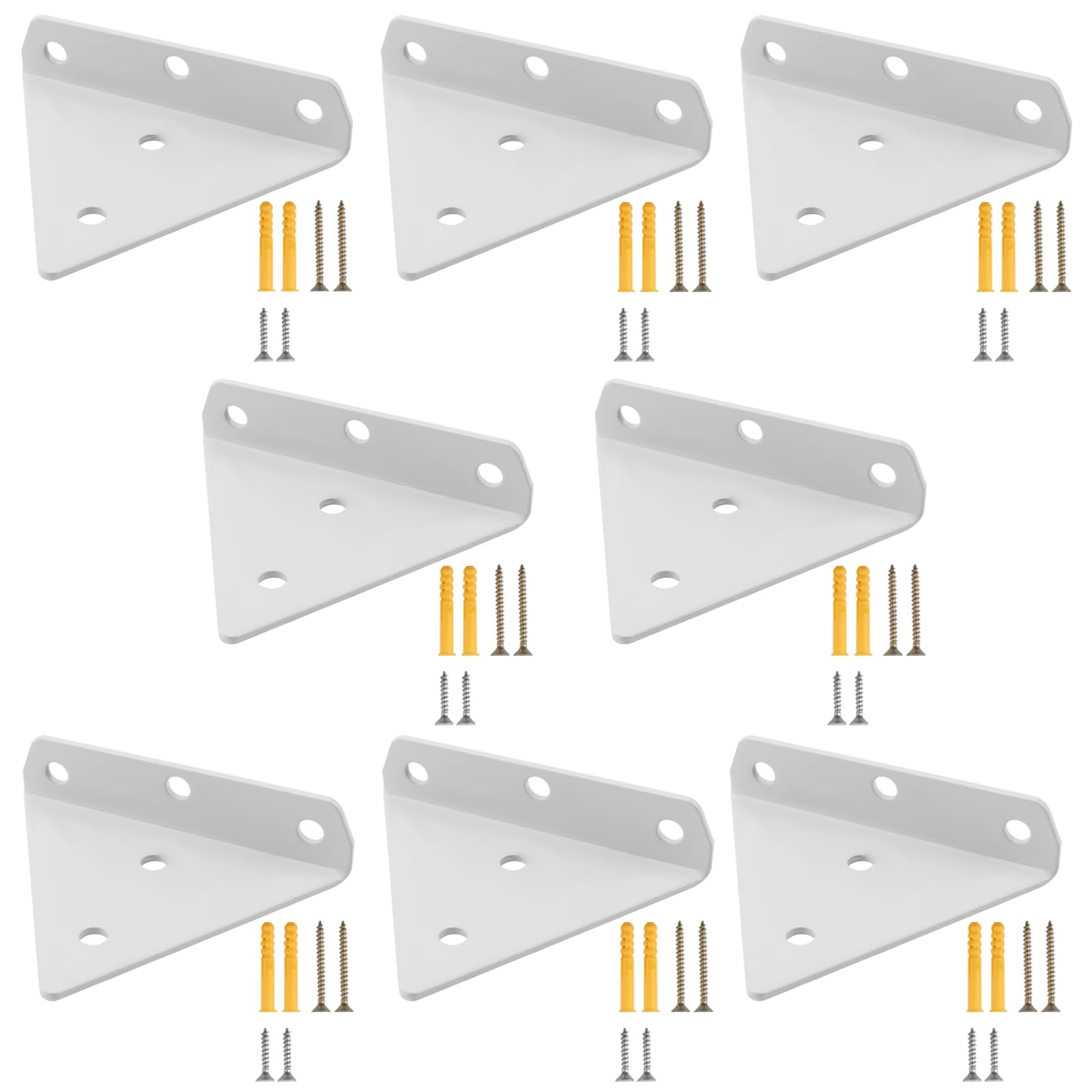 DAKFOOK 8 Pack 4 Inch White Floating Triangle Shelf Brackets, 55lbs Capacity, Heavy Duty Metal Hidden Wall Brackets
