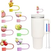 7Pcs 10mm Flower Fruit Straw Cover for Stanley Cup,Dust-Proof Straw Topper for 30&40 oz Tumblers and Water Bottles,Reusable Tumbler Cup Accessories for Stanley，Funny Gifts for Women & Girls