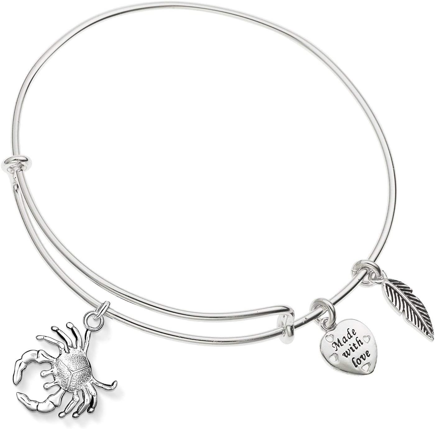 Enni of York Zodiac Sign Cancer Expandable Shiny-Silver Tone Bangle Bracelet