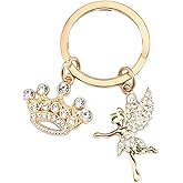 ARFUKA Keychain Crown and Spirit Pendant Keychain Rhinestone Crystal Keyring Car Key Chain Key Holder Handbag Purse Charm, Gift Ideas for Her, Gift Exchange Ideas