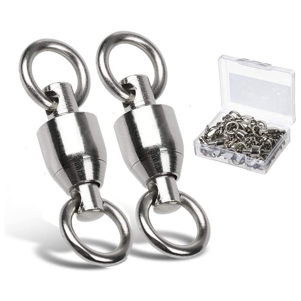 9Tong Ball Bearing Swivels Connector High Strength Stainless Steel Solid Welded Rings Barrel Swivels Saltwater Freshwater Fishing 25pcs 143lbs