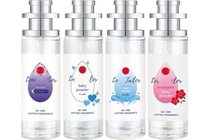 PLYMUN 4Pcs Baby Powder Perfume, Baby Soft Perfume - Gentle Floral Fragrance Spray - Long-Lasting Freshness, Hypoallergenic 1.23fl oz Pheromone