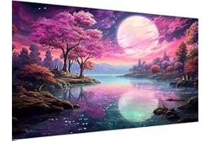 pchmcu 5D Large Diamond Art Painting,Moon Diamond Painting Kits for Adults,DIY Full Drill Crystal Rhinestone Arts and Crafts,Tree Gem Art Painting with Diamond Home Wall Decor27.5 X 15.7inch