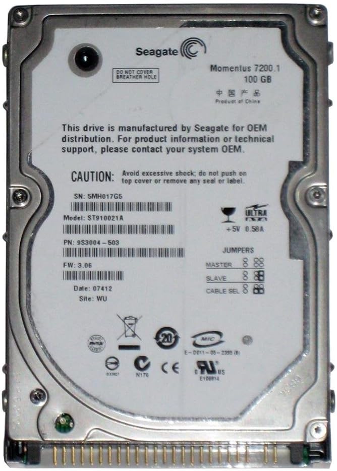 Seagate ST910021A Seagate Momentus 7200.1 100GB 7.2K 2.5-inch IDE Hard Drive ST910