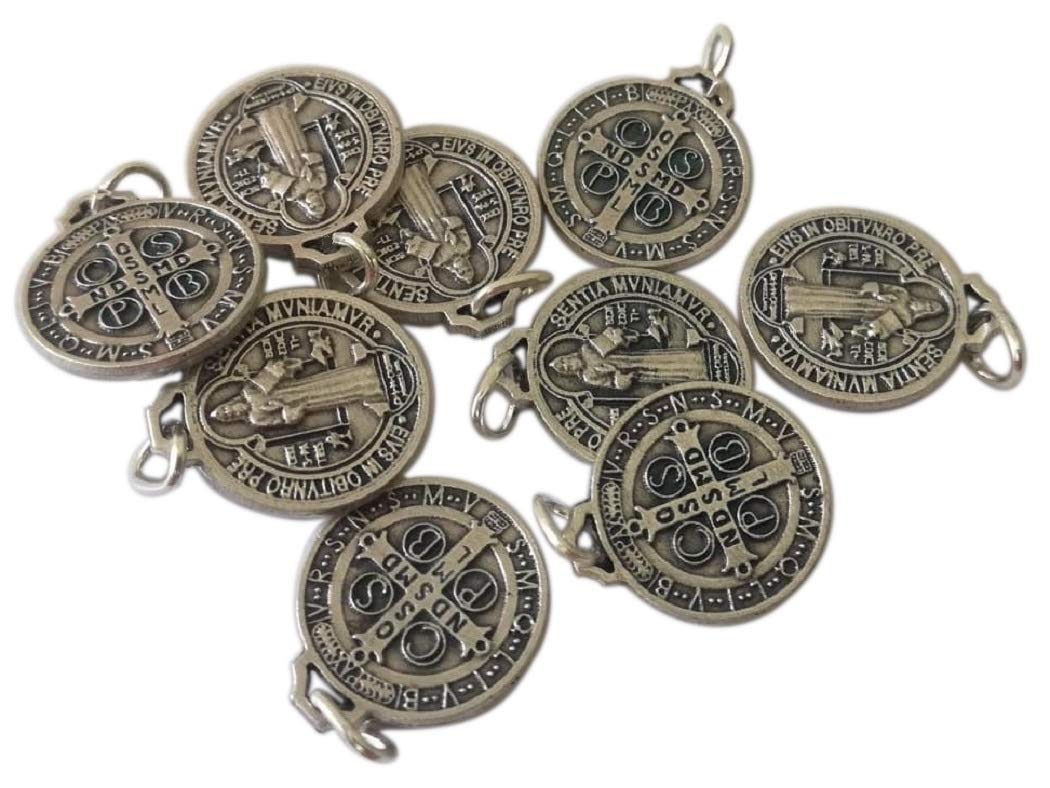 Eurofusioni Saint Benedict of Nursia Silver Plated Medal - Diameter 0,59 in - 10 medals