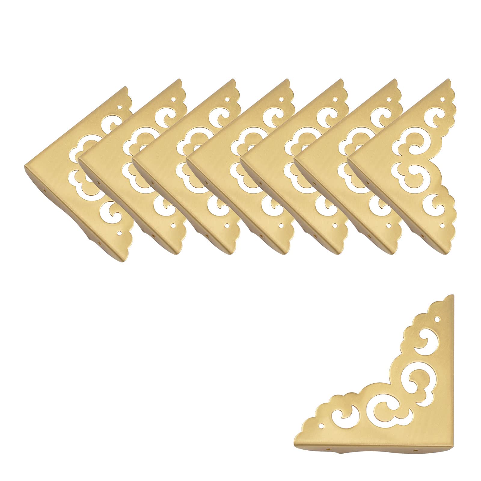 INCREWAY Metal Corner Protector Desk Corners Decorative Edge,8Pcs Polished Brass Decorative Edges and Corners for Boxes (Brass)