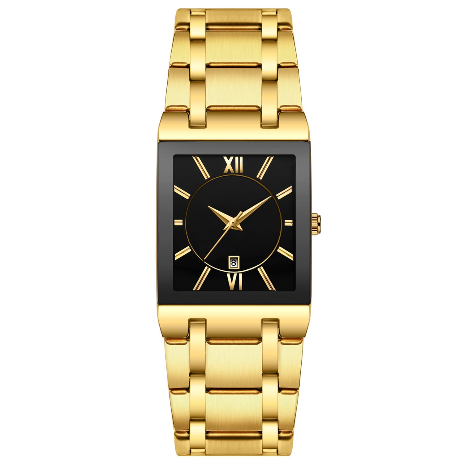 RORIOS Classic Watches Men Multifunction Watches Quartz Analog Watch with Calendar Stainless Steel Strap Fashion Men's Watch, Gold/Black, Bracelet