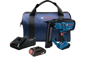 BOSCH GTH18V-18MB12 18V Brushless 18-Gauge Narrow Crown Stapler Kit with 2Ah Battery and Charger - Cordless, Powerful, and Pr