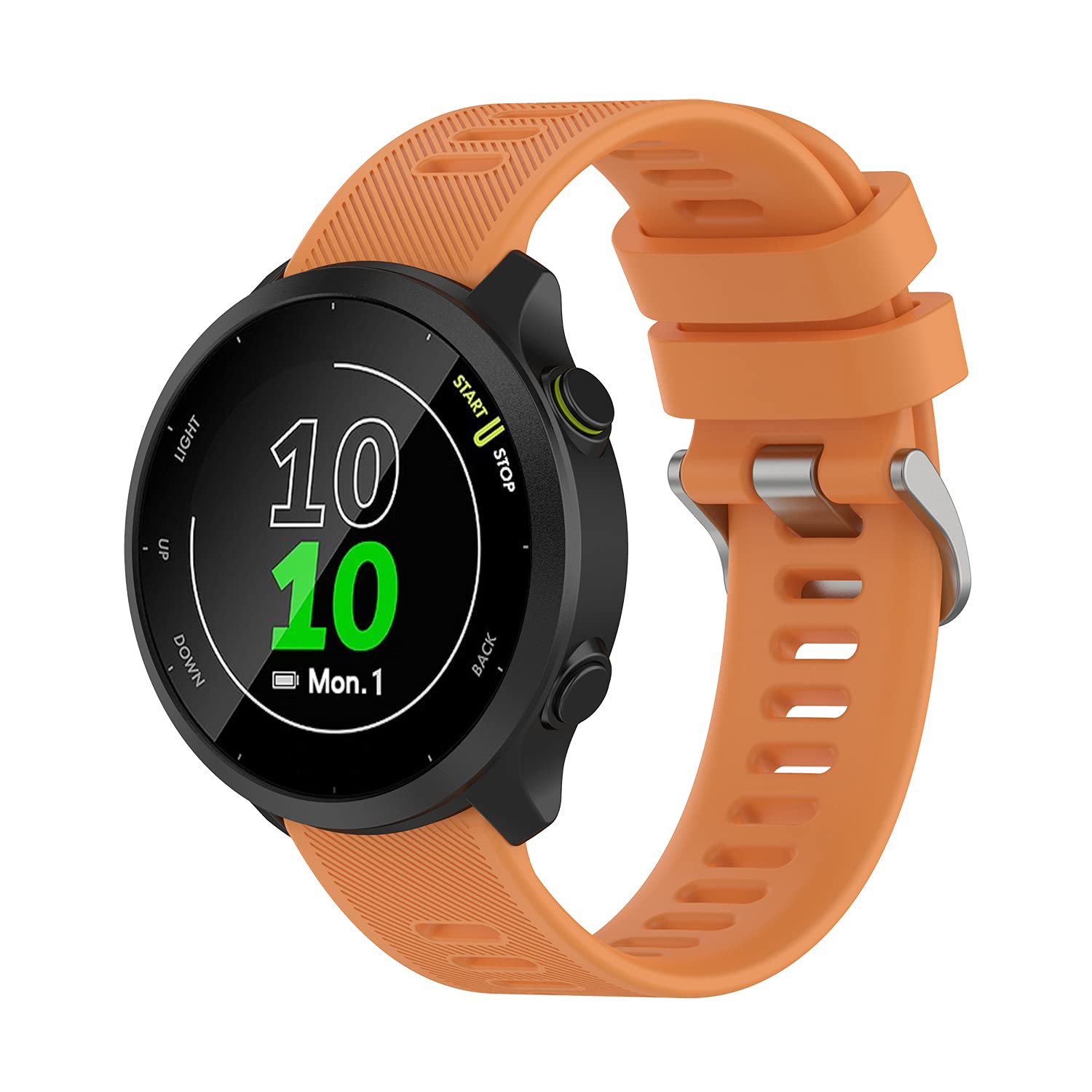 Wownadu 20mm Watch Strap Compatible for Garmin Forerunner 55/245 /165/645, Replacement Silicone Straps Orange Waterproof Sport Band for Women Men, Accessories (No Watch)