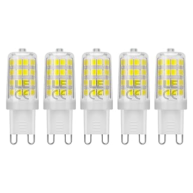 LE G9 LED Lampen, 5W 340 Lumen LED Leuchtmittel, 6000 Kelvin Kaltweiß, ersetzt 50W Halogenlampen, 5er Pack
