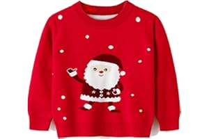 HILEELANG Toddler Boy Girl Christmas Sweater Pullover Reindeer Elk Snowman Sweatshirts Tops
