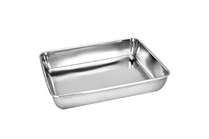 MELEG OTTHON Sheet Pan,Cookie Sheet,Heavy Duty Stainless Steel Baking Pans,Toaster Oven Pan,Jelly Roll Pan,Barbeque Grill Pan,Deep Edge,Superior Mirror Finish, Dishwasher Safe (16.2x12.6x2.4 in)
