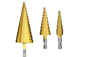 Chargenyang 3 Pcs Straight Grooved Step Drill Bit Set, High Step Steel Titanium Drill Bits Set in Three Metric Sizes 4-12/4-2