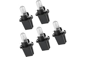 Partuto 5pcs DC 12V 1.2W T5 Dashboard Light Blub Yellow for Car Internal with Twist Socket Replacement