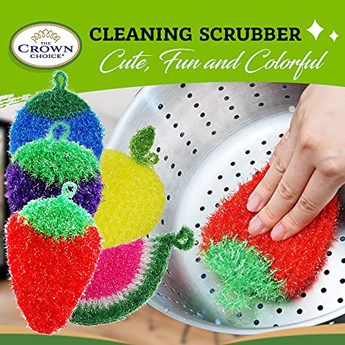Durable Dish Scrubber by Dish Scrubbie (5PK) Fruit Shaped Kitchen
