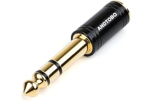 ANDTOBO 1/4''(6.35mm) Male to 1/8'' (3.5mm) Female Stereo Audio Jack Pure Copper Adapter for Headphone, Amp, 1 Pack-Black