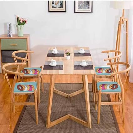 Anime Dining Table Chair Kawaii Cartoon Style Colorful Donuts With Funny And Cute Faces On Blue Background Comfortable Multicolor W13 5 X L13 5 4pcs Set Amazon Co Uk Office Products