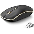 JOYACCESS J Silent Mouse Wireless, Portable Wireless Computer Mouse with 5 Adjustable DPI Levels, USB Mouse for Desktop, Notebook, MacBook, Chromebook, PC (Black Gold)