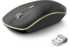 JOYACCESS Silent Wireless Mouse, Portable USB Mouse with 5 Adjustable DPI Levels for Desktop, Notebook, MacBook, Chromebook, PC (Black Gold)