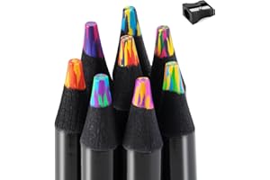 finenolo Stocking Stuffers for Kids, 8 Pieces Art Supplies Colored Pencils, Jumbo Rainbow Pencils with Sharpener, Multicolored Pencils for Drawing, Coloring, Christmas Gifts, Party Favor Bags