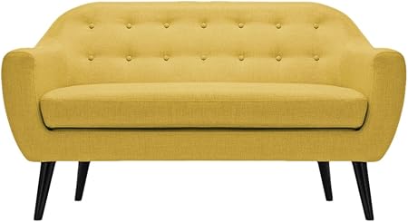 Menzzo Canape Scandinave 3 Places Fidelio Tissu Jaune Fixe 86x195x80 Cm Amazon Fr Cuisine Maison