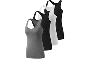 Star Vibe Racerback Workout Tank Tops for Women Basic Athletic Tanks Yoga Shirt Sleeveless Exercise Tops 4 Pack