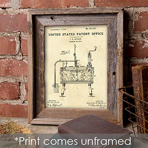 Washing Machine Patent Print Wall Art - Unframed - 8x10 | Laundry Room Decor