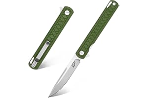 Eafengrow EF16 Folding Knife Flipper Ball Bearing Point D2 Blade G10 Handle with Pocket Clip Everday Carry Pocket Knife Liner Lock Camping Tactical Outdoor Multitool (Army Green)