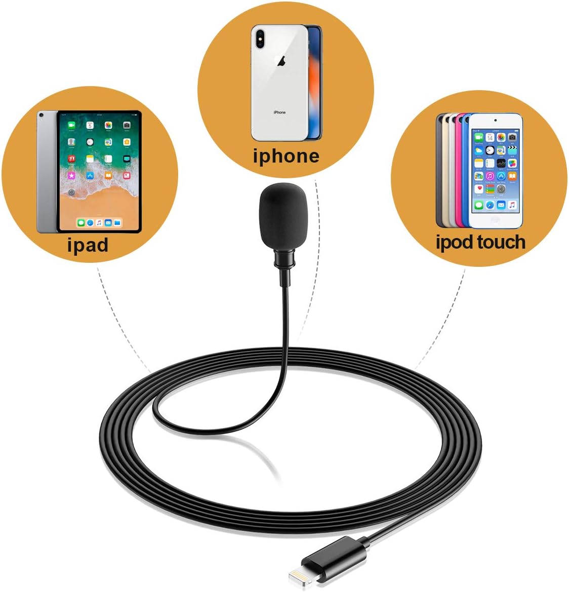 Lavalier Lapel Microphone for iPhone, Eafing Professional Lav Mic for Phone, Clip On Microphone for Recording Podcast/YouTube/Interview/Vlog/Video/Lecture (79in/2m): Home Audio & Theater