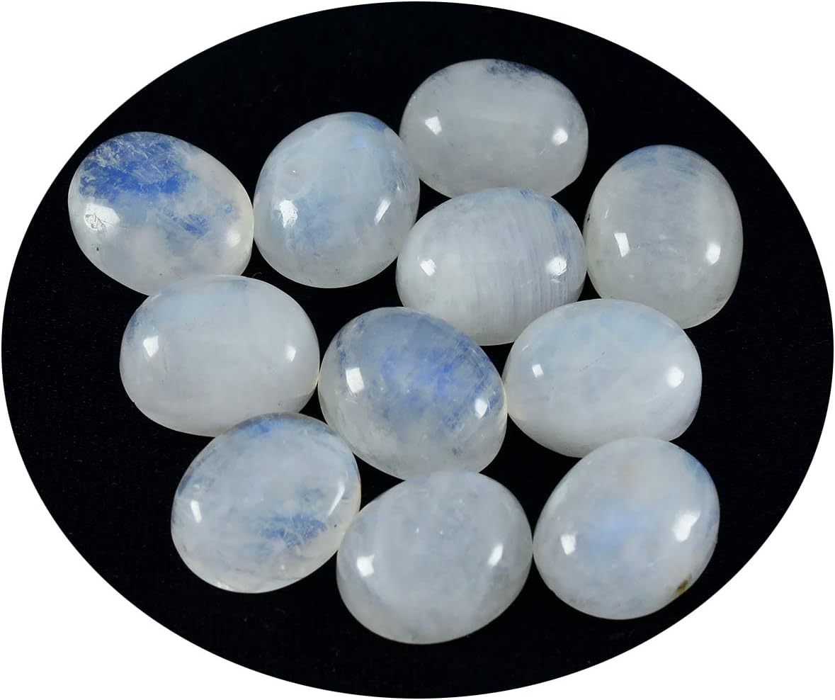 Joyas Plata 1PC White Rainbow Moonstone Cabochon 7x9 mm Oval Shape Excellent Quality Loose Gemstone JP-STRMOCBOV-7x9-Uk