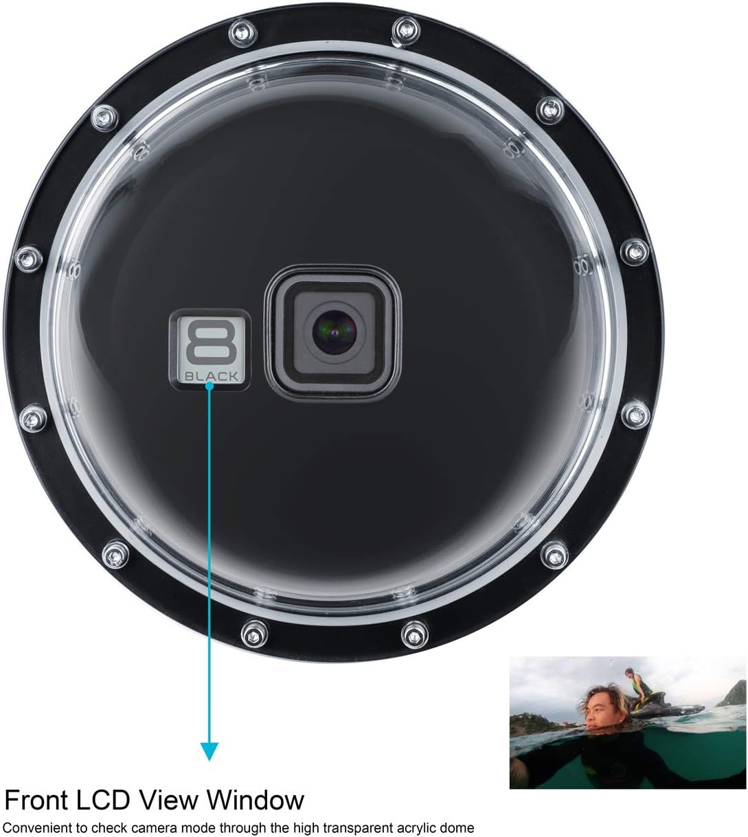 SOONSUN Dome Port for GoPro HERO 8 Black, 147 Feet Underwater Dome Lens with Waterproof Housing Case, Floating Hand Grip - Image 3