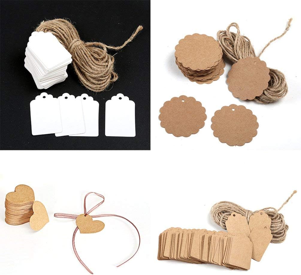 ZMW 100 Pieces Kraft Paper Labels with Rope Tags Kraft