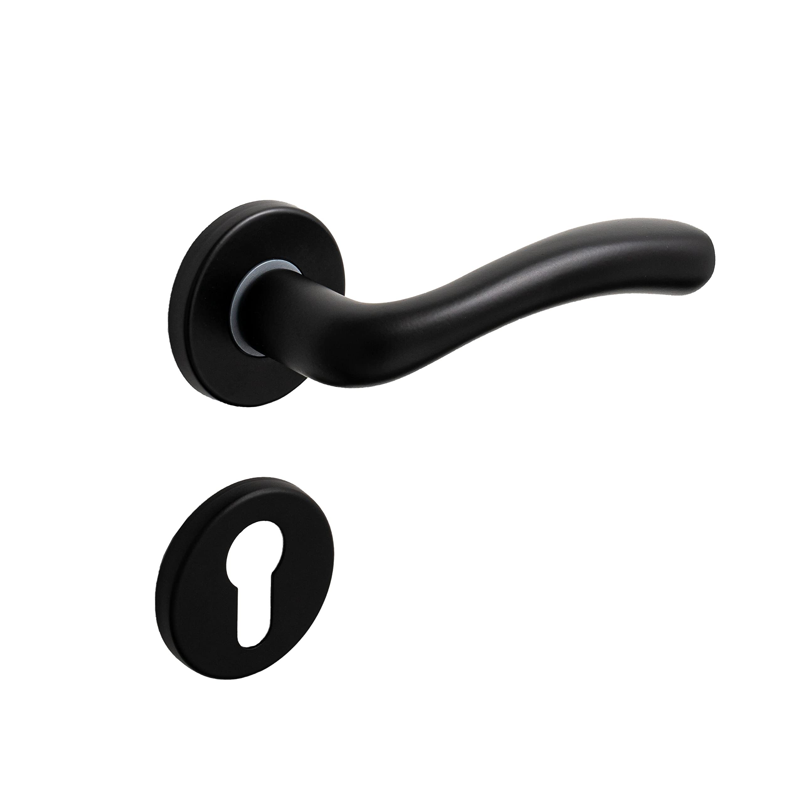 Luxma Sezar matt black pink cylinder door handle