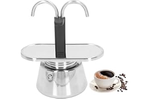 YIHAOSSING Stainless Steel Moka Pot,2 Cup Stovetop Double Spout Espresso Maker, Easy to operate, Making Coffee Quickly,100ML Moka Pot for Home Outdoor Camping