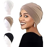 OPUHOHR 3PCS Hijab Undercap for Women, Muslim Inner Hijab Caps, Chemo Head Scarf Beanie Skull Cover Cap for Women Hair Loss