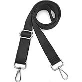 Yiaizhuo 1" Wide Purse Straps Replacement Crossbody Bags Shoulder Guitar Strap for Handbags Sports Laptop Duffel Canvas Camera Bag - Black Belt,Silver Clips