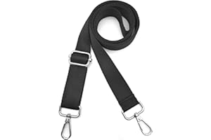 Yiaizhuo 1" Wide Purse Straps Replacement Crossbody Bags Shoulder Guitar Strap for Handbags Sports Laptop Duffel Canvas Camera Bag - Black Belt,Silver Clips