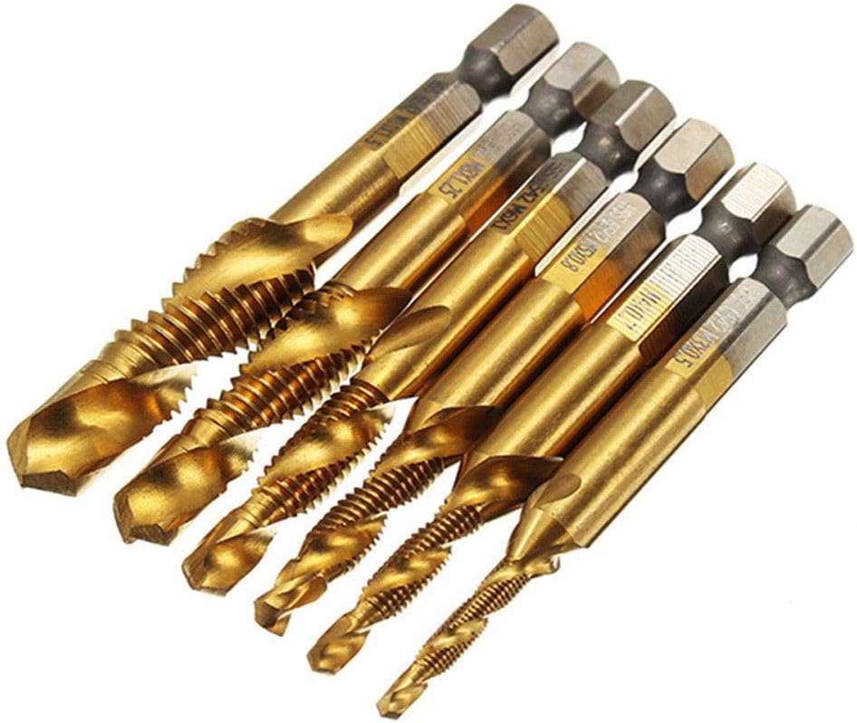 Lot De 6 Tarauds Coniques HSS - Filetage Métrique M3 à M10 - Tige Hexagonale 1/4" - Pour Bois Et Métaux Tendres