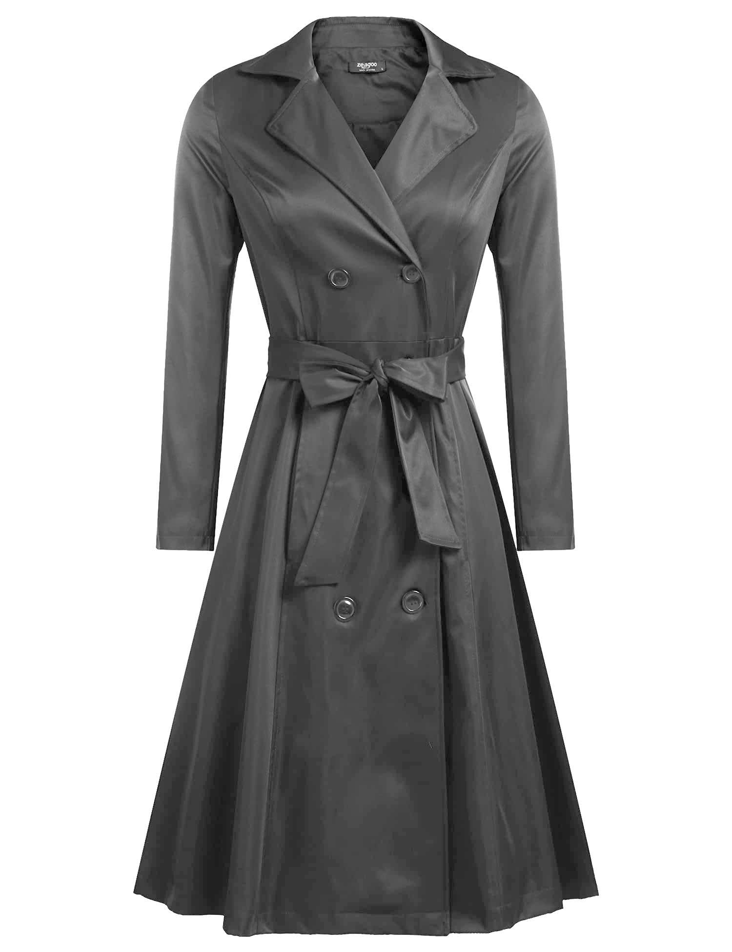 Photo 1 of Zeagoo Women's Trench Coats Double-Breasted Long Coat with Belt xl