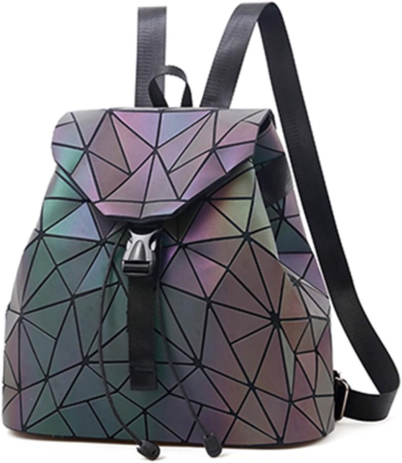 Nevenka Geometric Lingge Luminous Women Backpack Purse Holographic Reflective Flash Colorful Daypacks GL7316