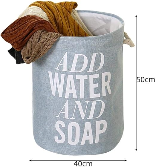 WYZQCanvas de Tela Redonda Plegable Cesta de lavandería Bolsa de