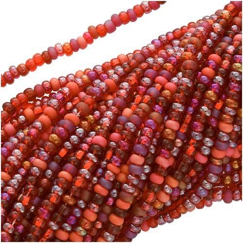 Jablonex Czech Seed Beads 11/0"Devil's Food Mix Red Ruby Siam (1 Hank/4000 Beads)