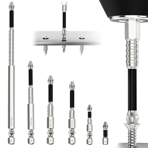 Magnetic Drill Bits,Bit Set,6 Pcs Anti-Slip Magnetic Durability Bits Set for 25 50 65 70 90 150mm