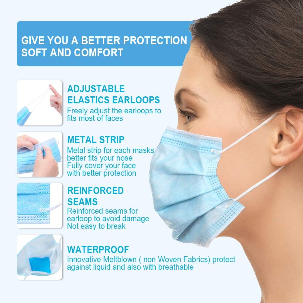 Comix Disposable Face-mask With 3-ply (non Sterile) Procedural-masks, L707 50pcs, 1count, Blue - - 