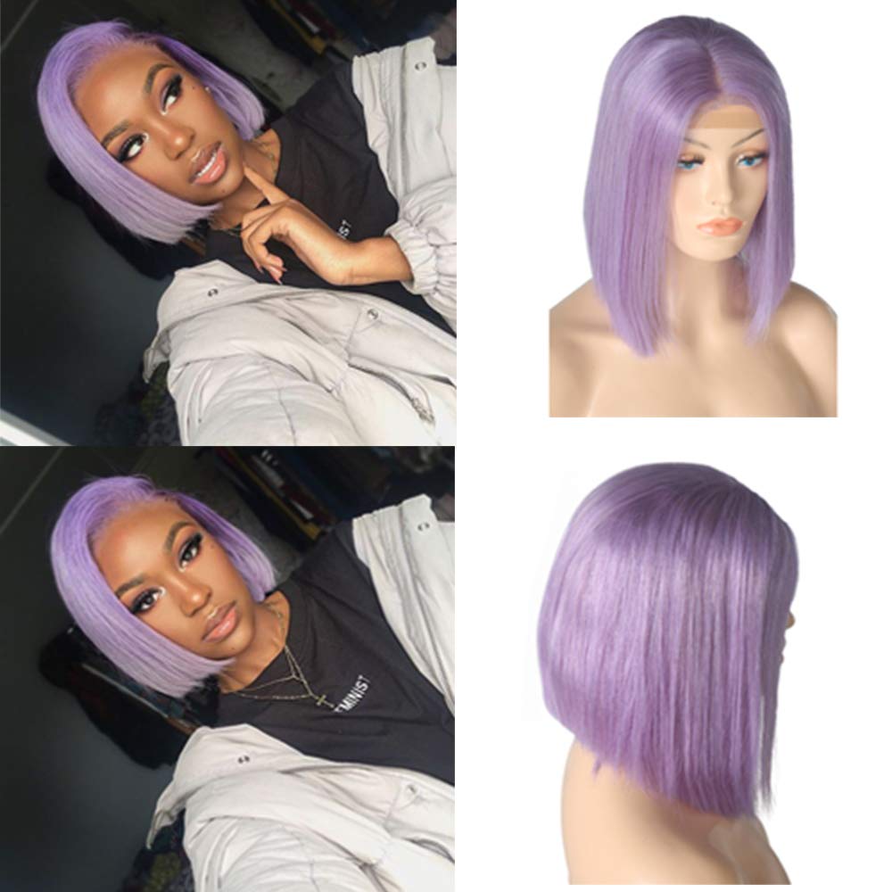 Buy Lilac Short Bob Wigs 13x4 Lace Front Pre Plucked Hairline With