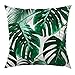 HGOD DESIGNS Tropical Leaf Throw Pillow Case,Beautiful Tropical Palm Tree Leaves Design Satin Cushion Cover Square Standard Home/Sofa Decorative for Men/Women 18x18 inch Green