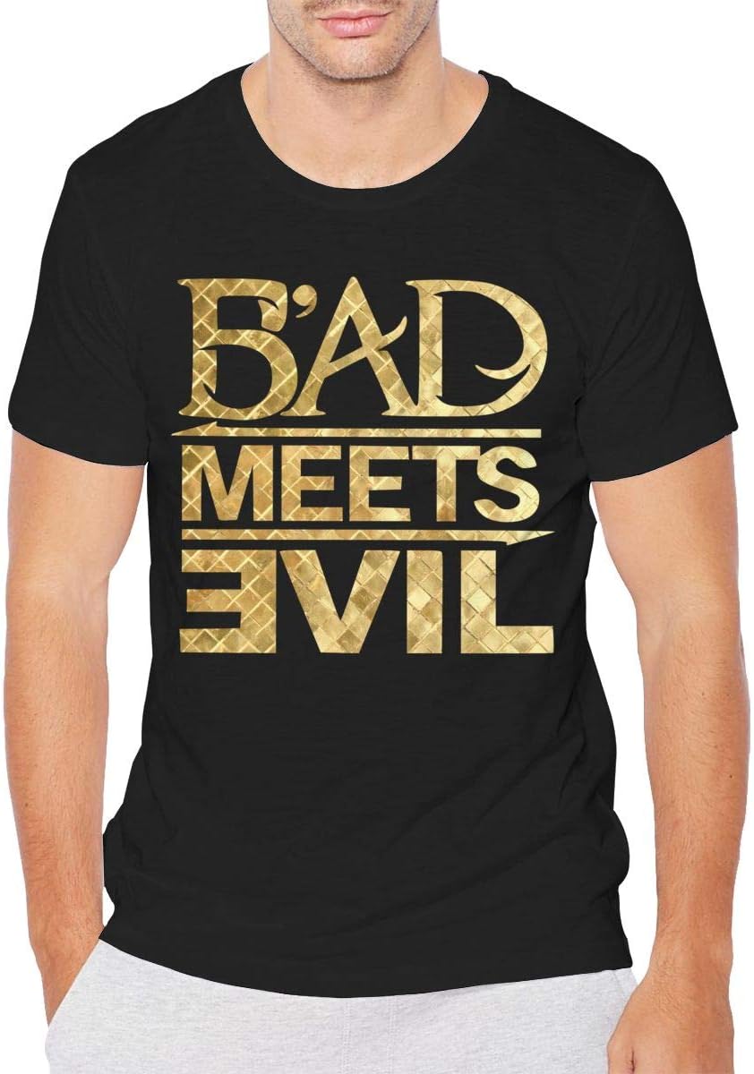 KOLODZIEJKIMM Men's Royce Da 5'9-Eminem-Bad Meets Evil Tshirt Round Neck Short Sleeve Tshirts Black